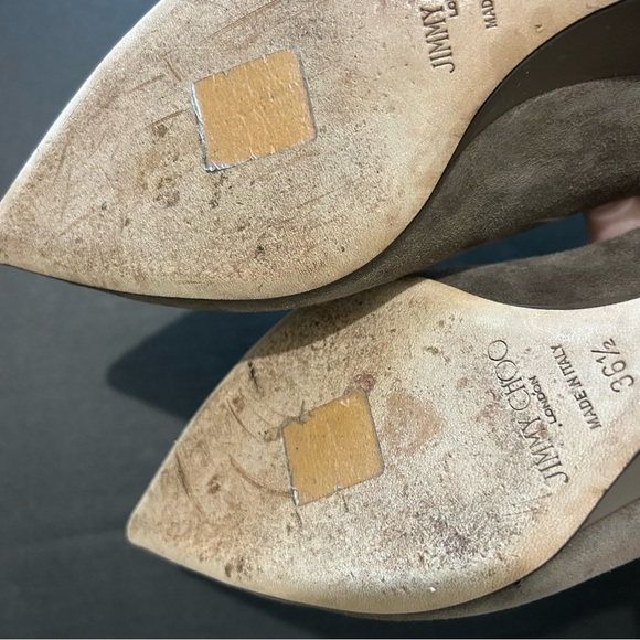 Jimmy Choo Romy Stone Suede Wedge Pointed Toe Pumps SIZE 36 1/2 1.5” Heel - Picture 6 of 9